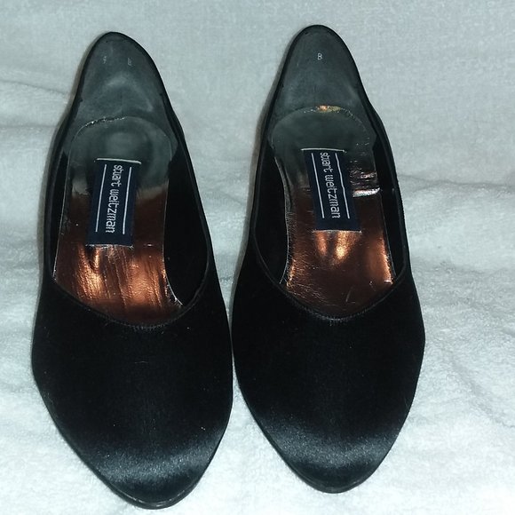 Stuart Weitzman Black Sheen Pumps